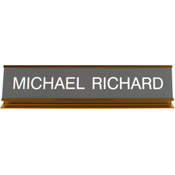 K53 - K53 - Pedestal Aluminum Desk Sign - (GOLD) Frame<br>2" x 10"