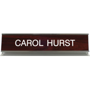 K54 - K54 - Pedestal Aluminum Desk Sign - (SILVER) Frame<br>2" x 10"